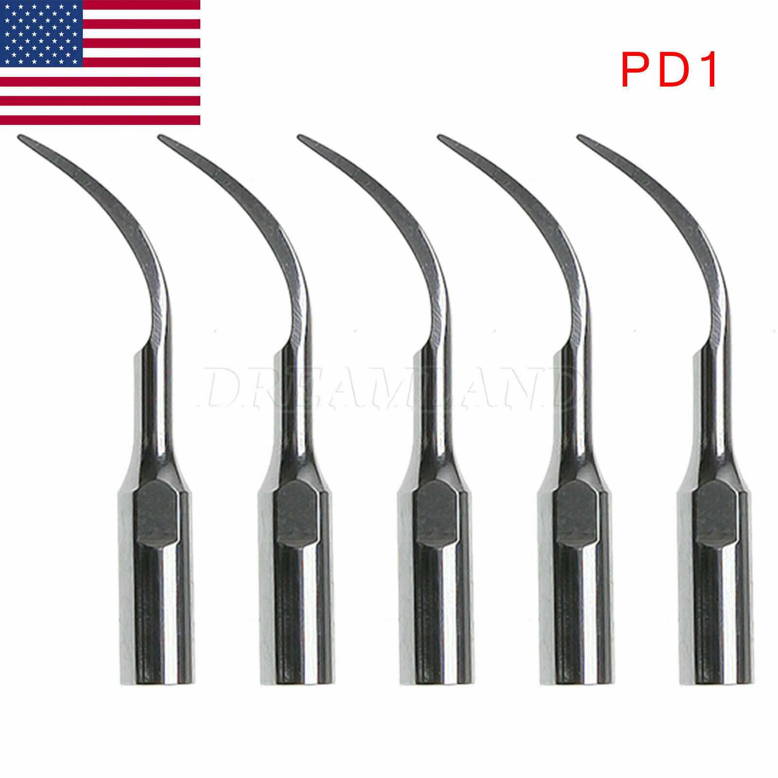 5PCS USA Dental Perio Scaler Insert Tips PD1 for SATELEC DTE Ultrasonic Scaler