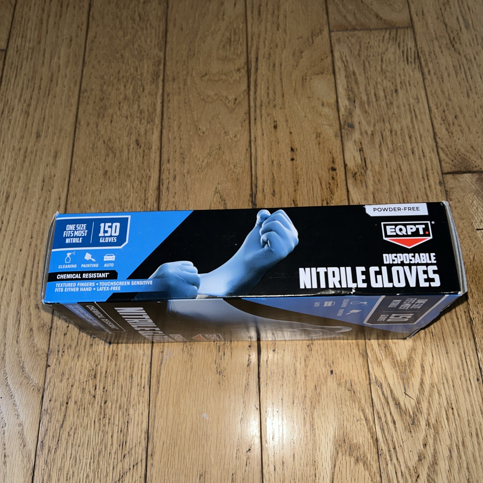 EQPT Industrial Powder-Free Nitrile Gloves ONE 150 ct BOX one Blu size fits most