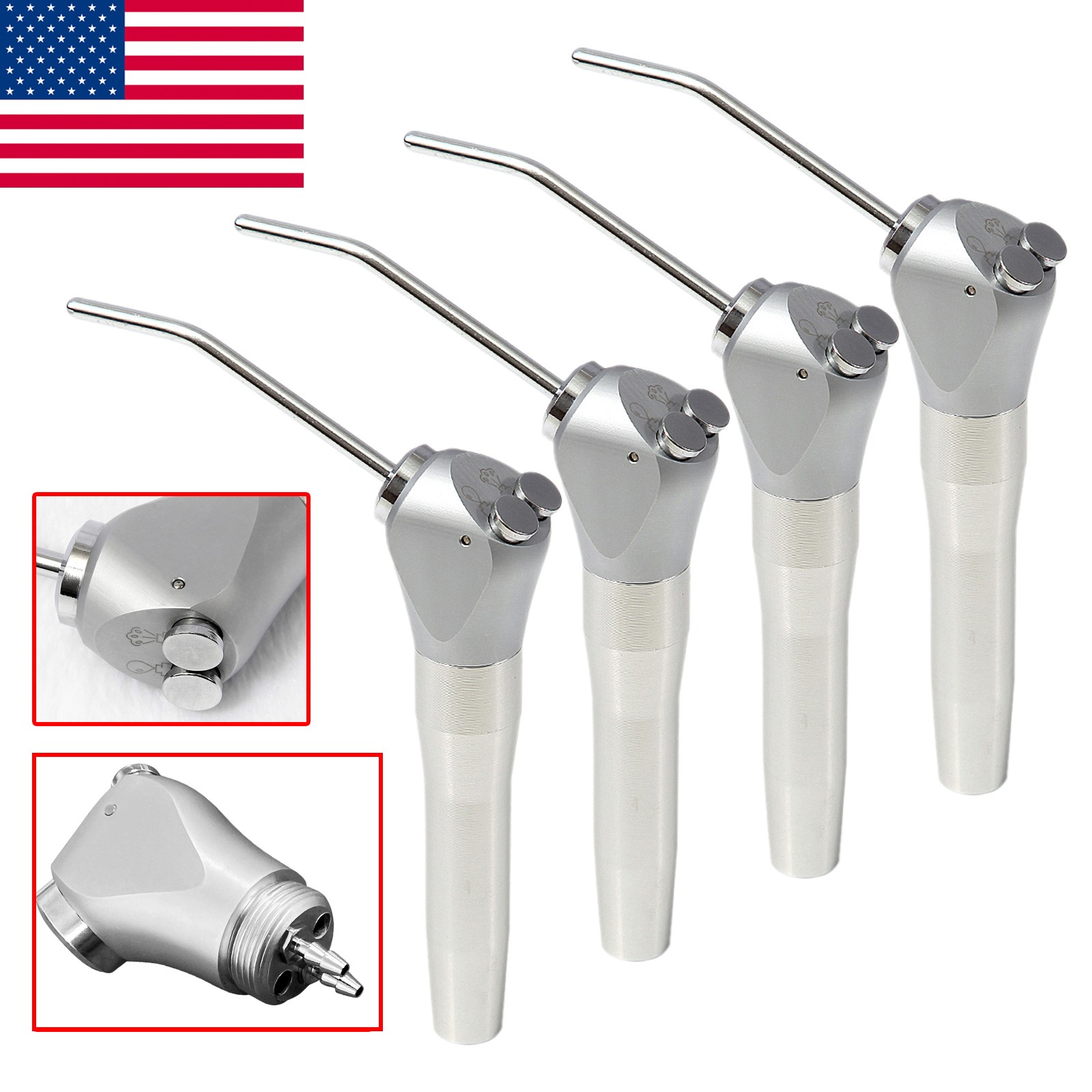 Dental 3 Way Air Water Syringe Triple Spray Handpiece with 2 Nozzles Tips Tubes
