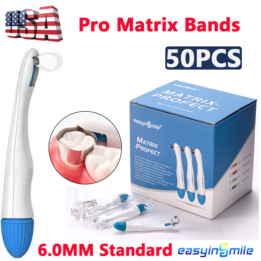 Dental Metal Pro Matrix Bands Molar Restoration Tofflemire Matrix Band 6MM 50pcs