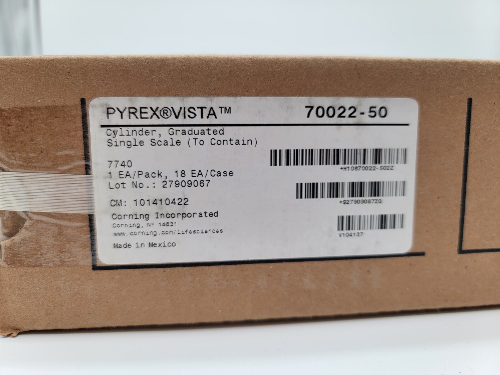 PYREX® VISTA™ Single Metric Scale, 50 mL Class A Graduated Cylinder, TC 70022-50