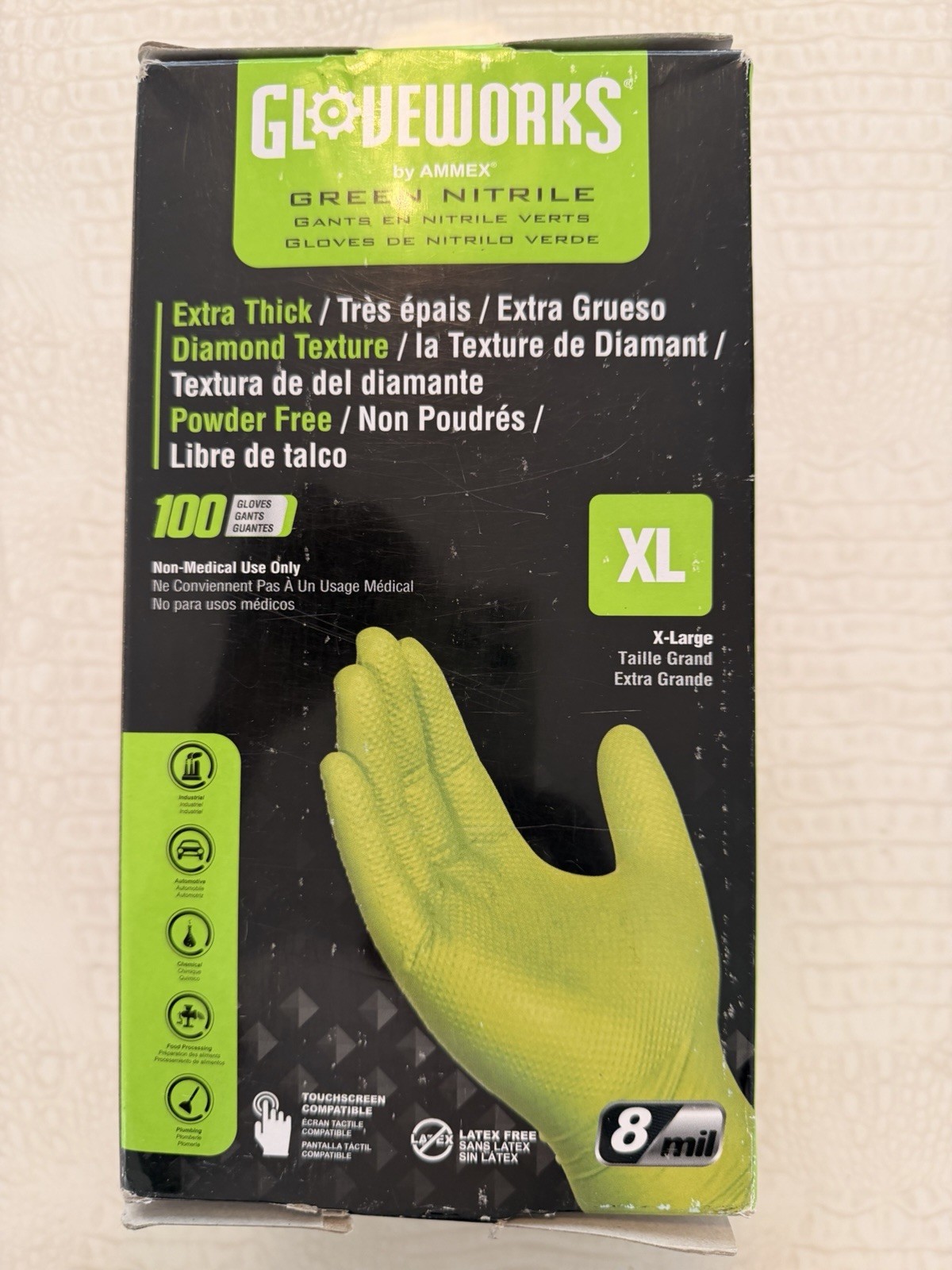 AMMEX Nitrile Exam 4 Mil XL Disposable Gloves, Blue – 100 Count