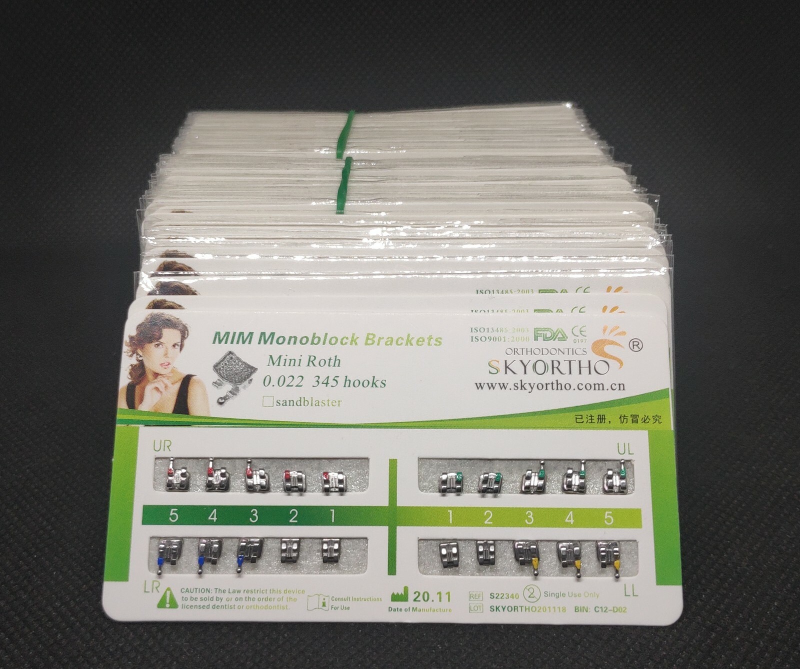 100 Packs Dental Brackets Braces Mini Roth 022 345 Hooks Mesh Base Monoblock