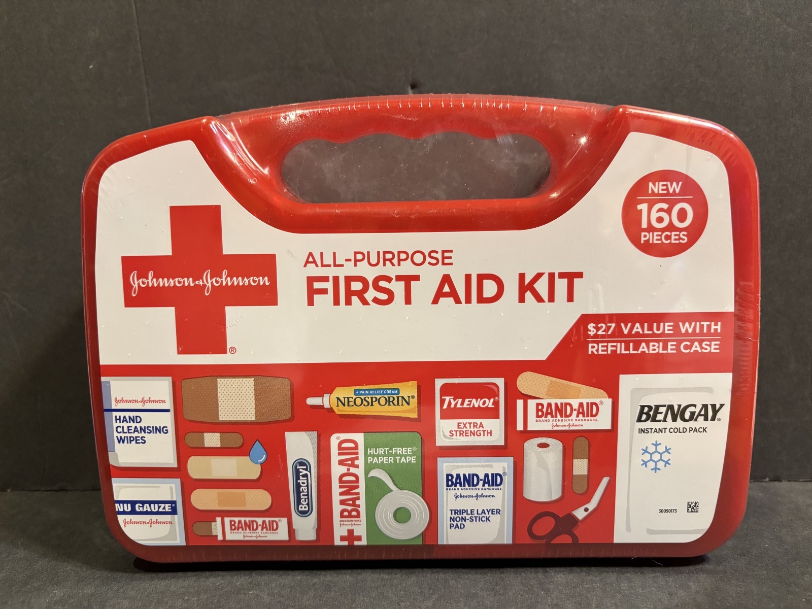 Johnson & Johnson All-Purpose First Aid Kit 160 Pc NEW, SEALED Hard Plastic Case