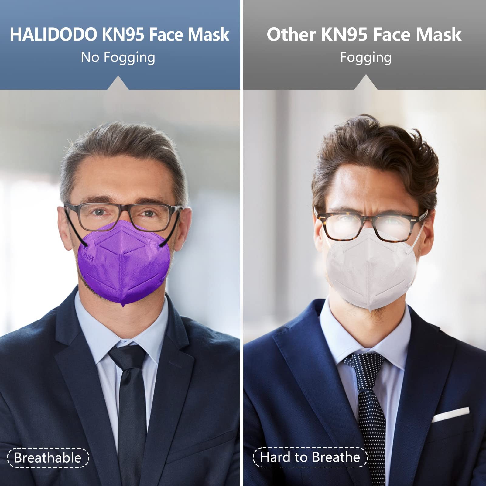 HALIDODO 50 Pack KN95 Face Masks Multi-Color MTC II