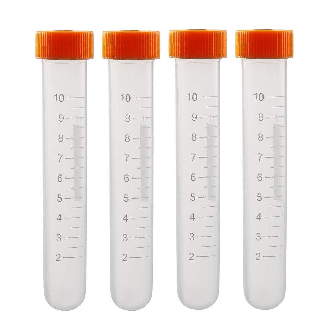 uxcell 10 Pcs 10ml Plastic Centrifuge Tubes with Screw-on Cap Polypropylene G…
