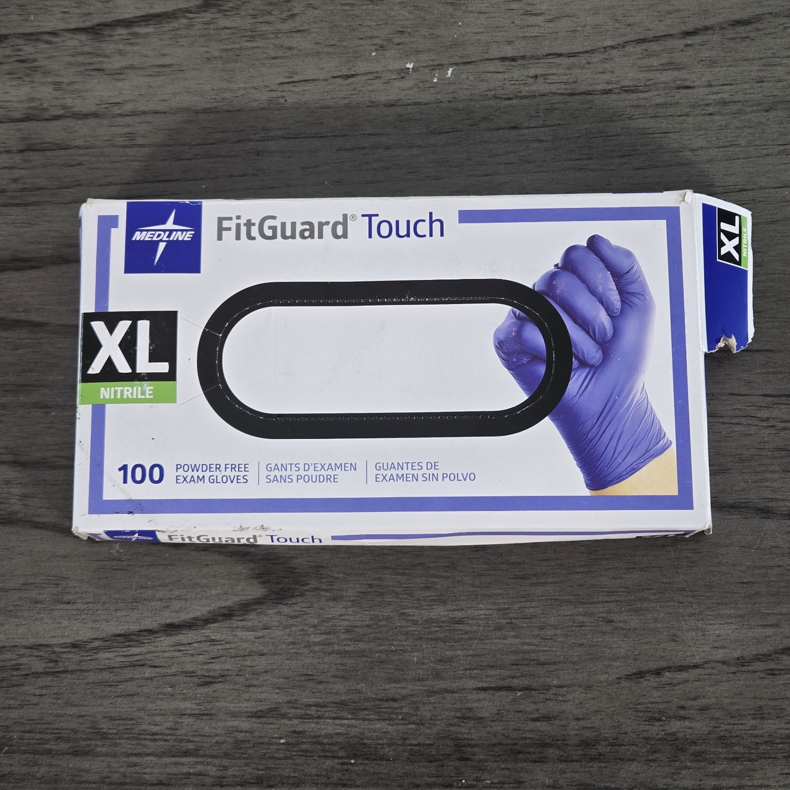 Medline FitGuard Touch Nitrile Exam Gloves 100 Count, Extra Large XL Blue