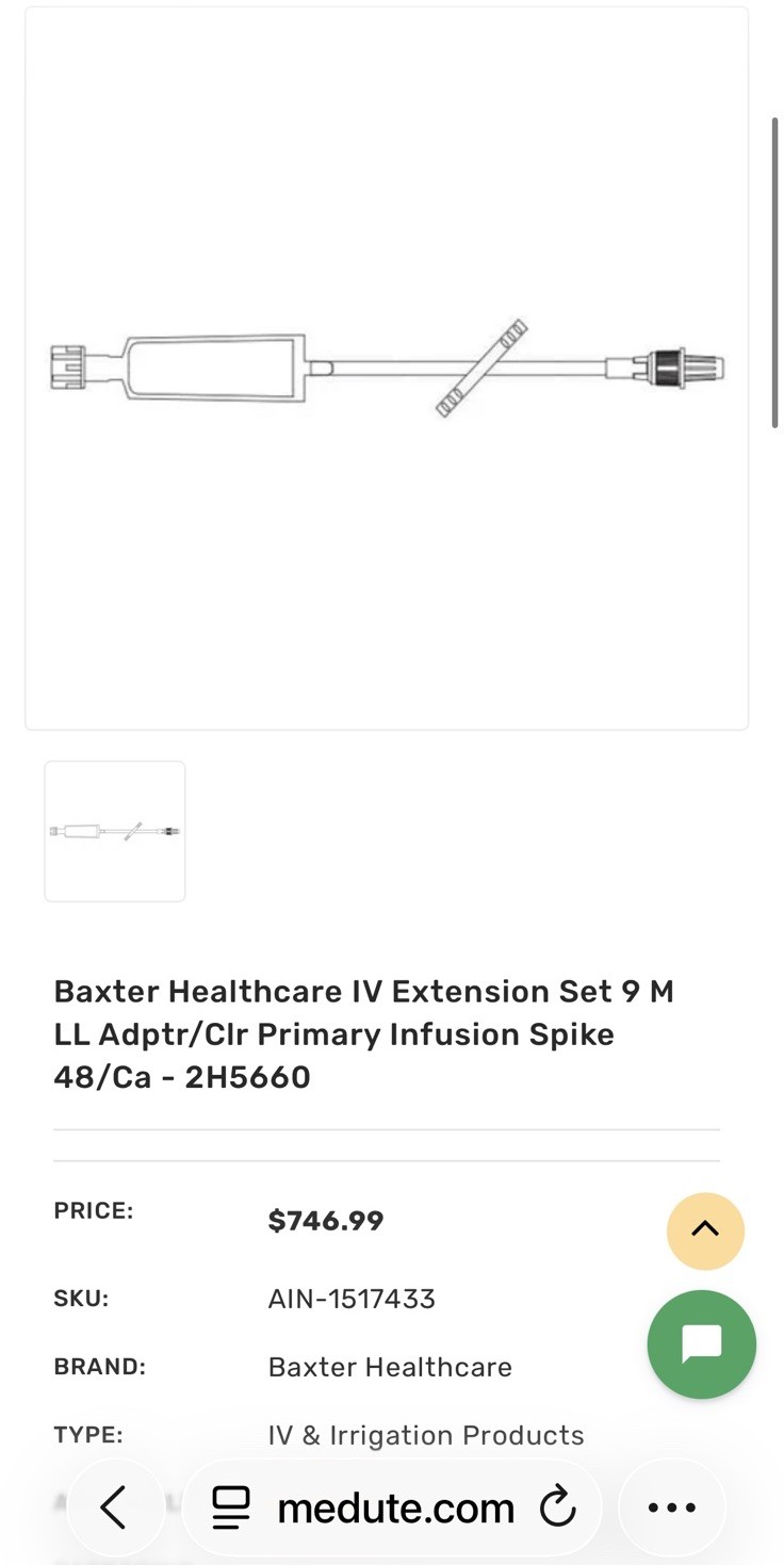 Baxter IV Extension Set 9″ 0.22 Micron Filter Non-DEHP Retractable 48 Count