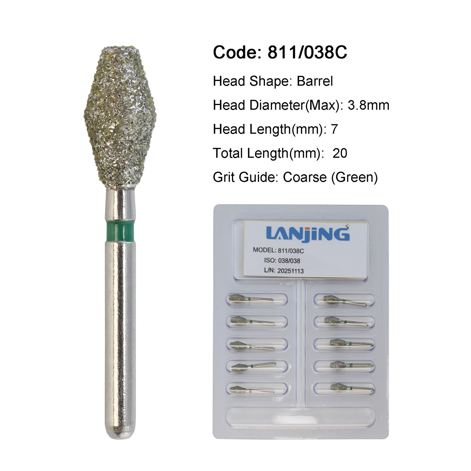 Dental Diamond Burs FG Egg Football Barrel Super Coarse Fine Grit High Speed Bur