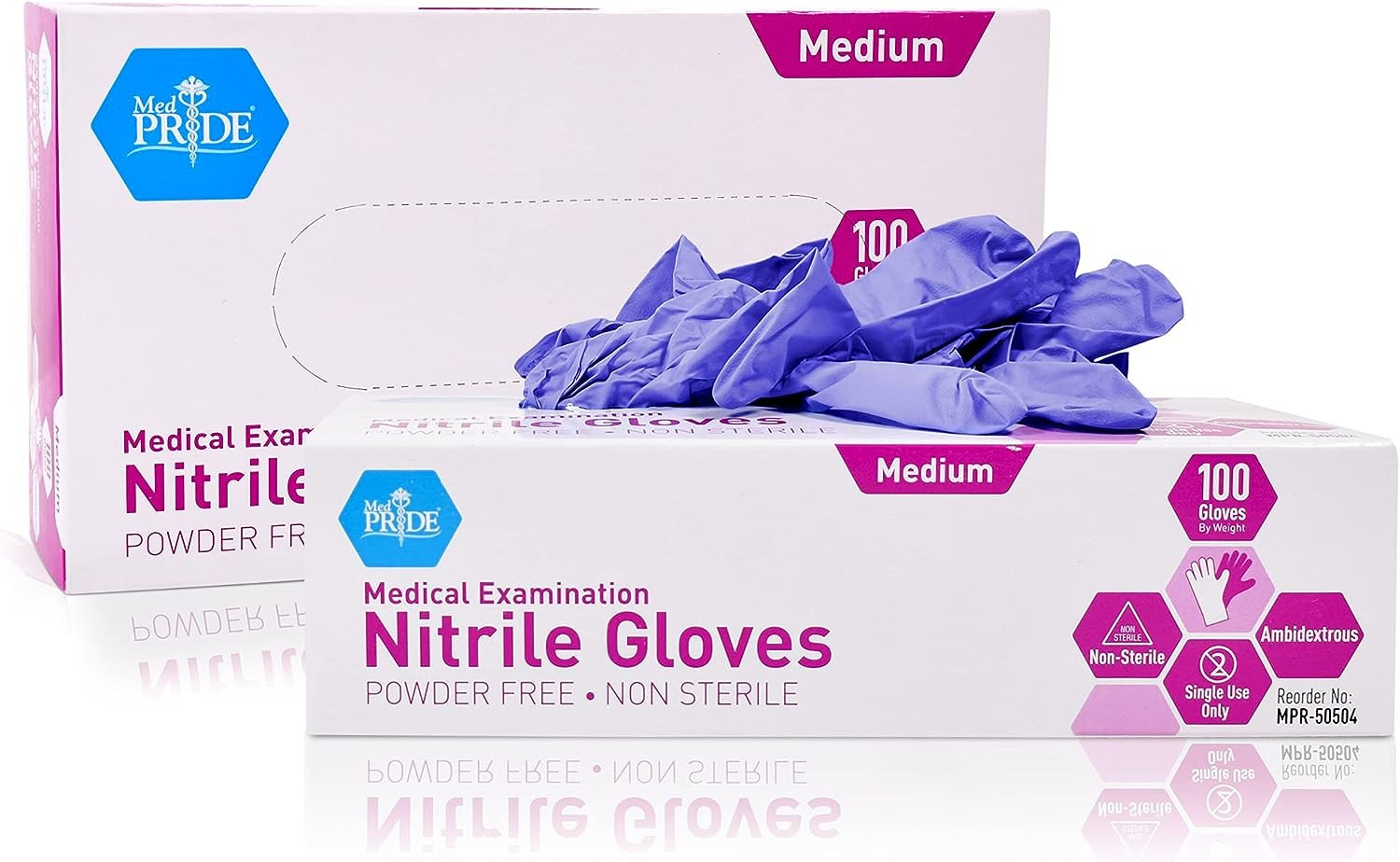 Medpride Powder-Free Nitrile Exam Gloves, X-Large (Pack of 100)