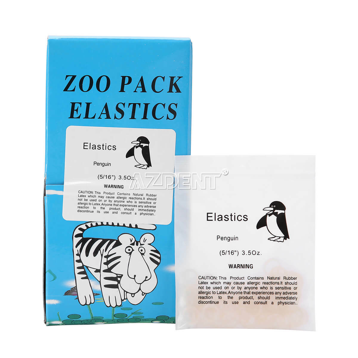 Dental Orthodontic Zoo Pack Elastics latex 3.5 OZ 5/16″ penguin Bands 5000pcs