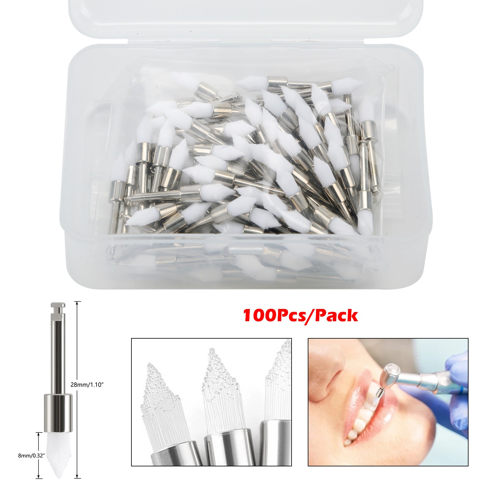 Dental Prophy Polishing Brush Nylon Bristle Tapered Prophylaxis RA