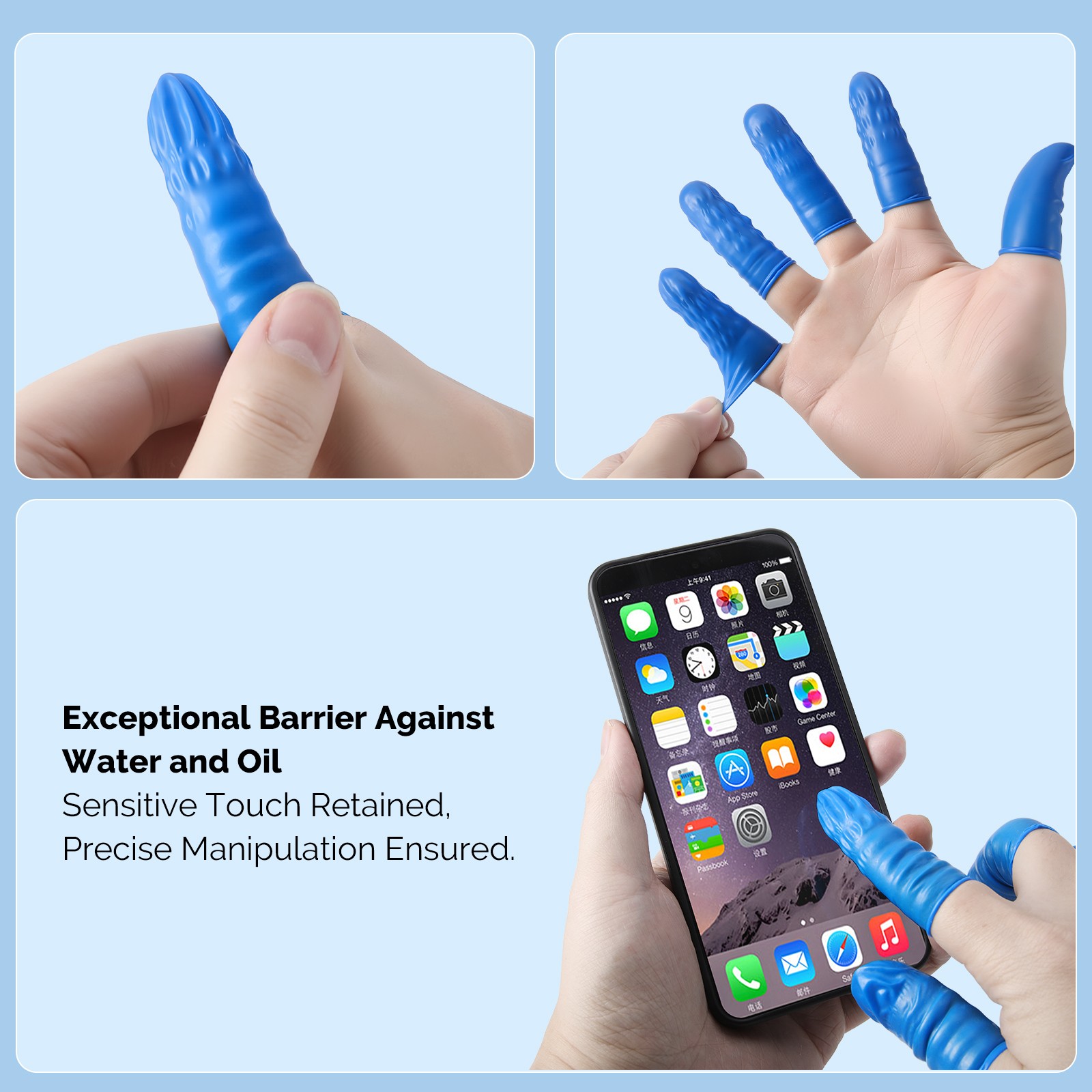100pcs Disposable Nitrile Finger Cots M Finger Gloves Protectors Powder Free