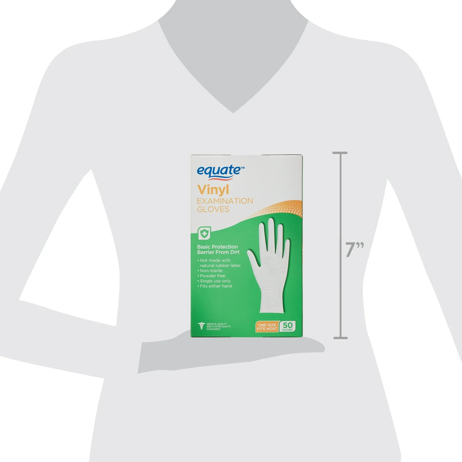 Equate Vinyl Examination Gloves, Latex-Free, Powder-Free, 50 Count