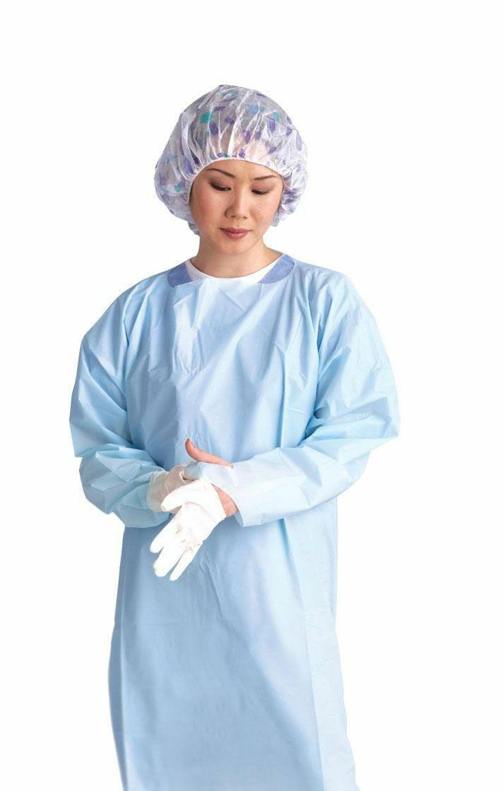 *75-Pack* Medline Standard Polyethylene Gowns With Thumb Loop Blue XL NONTH200
