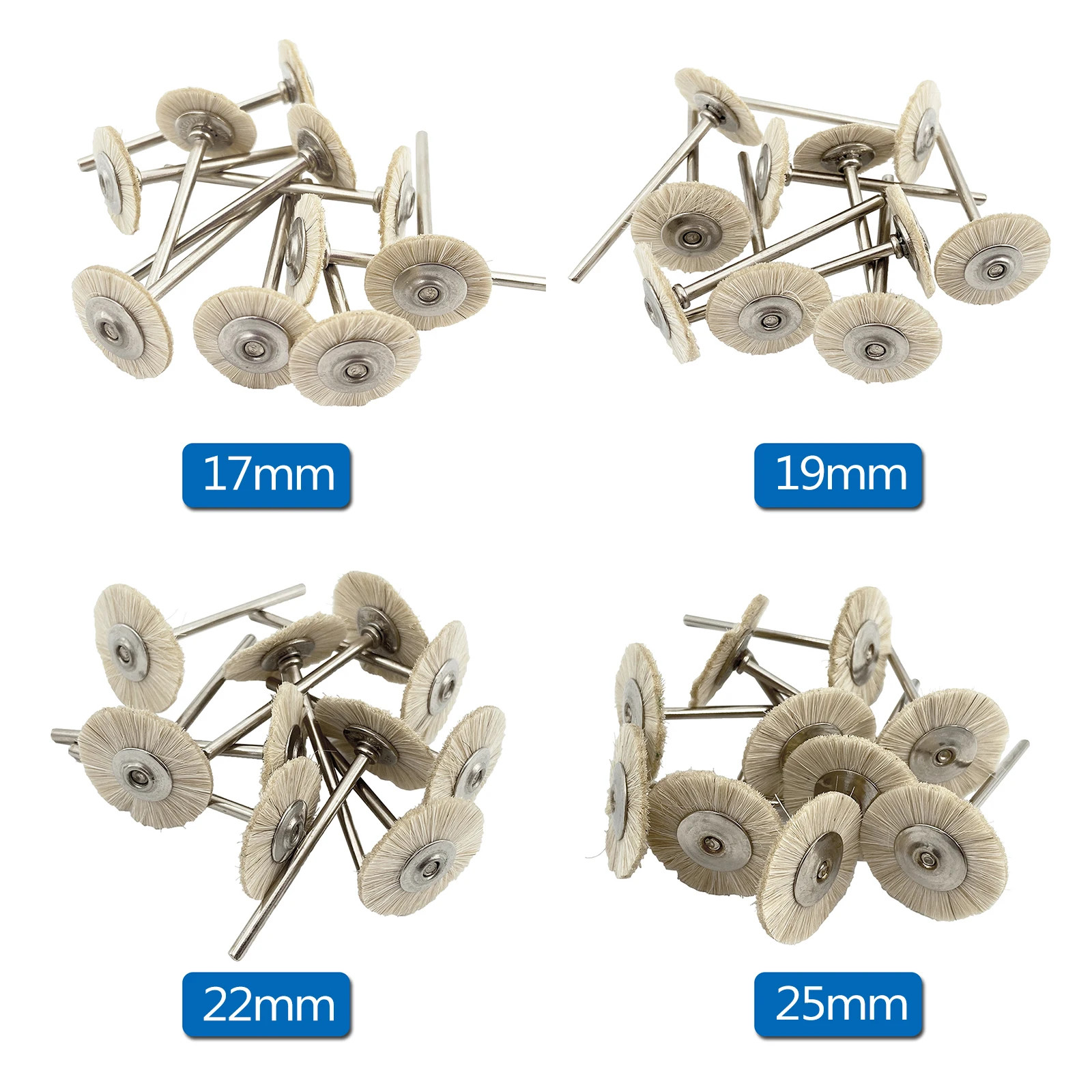 50PCS 2.35mm Polishing Brush Wheel Dental Lab Soft White Goat Hair Rotary Tools