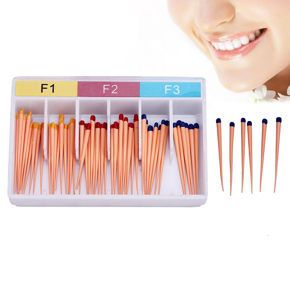60Pcs/pk AZDENT Dental Gutta Percha Points Eododontics Obturating Points F1F2F3