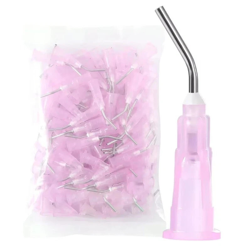 Dental Pre Bent Needle Tips Irrigation Composite Resin Acid Syring For Flow Etc
