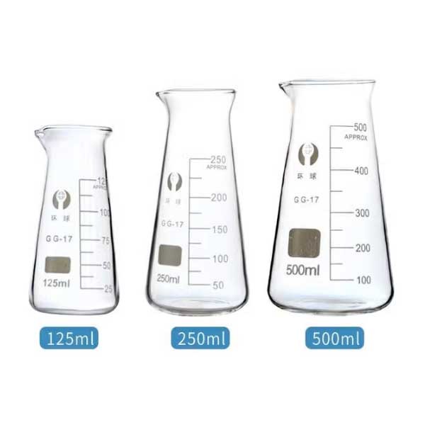 125ml-500ml Borosilicate Glass Triangle Beaker Conical Beakers Lab Supply CA