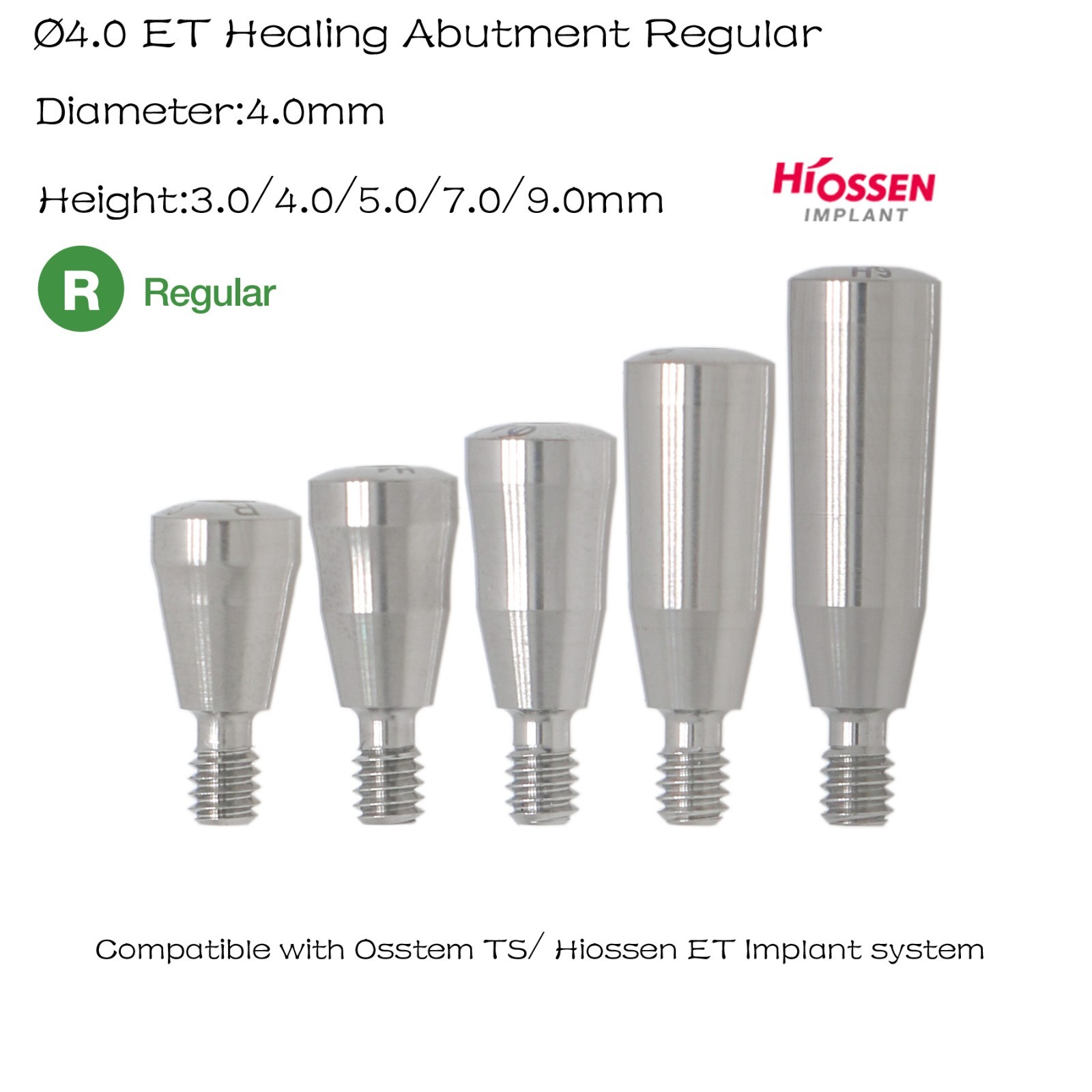 Regular Conical Connection Healing Cap Abutment 3-9mm Height Fits Hiossen Osstem