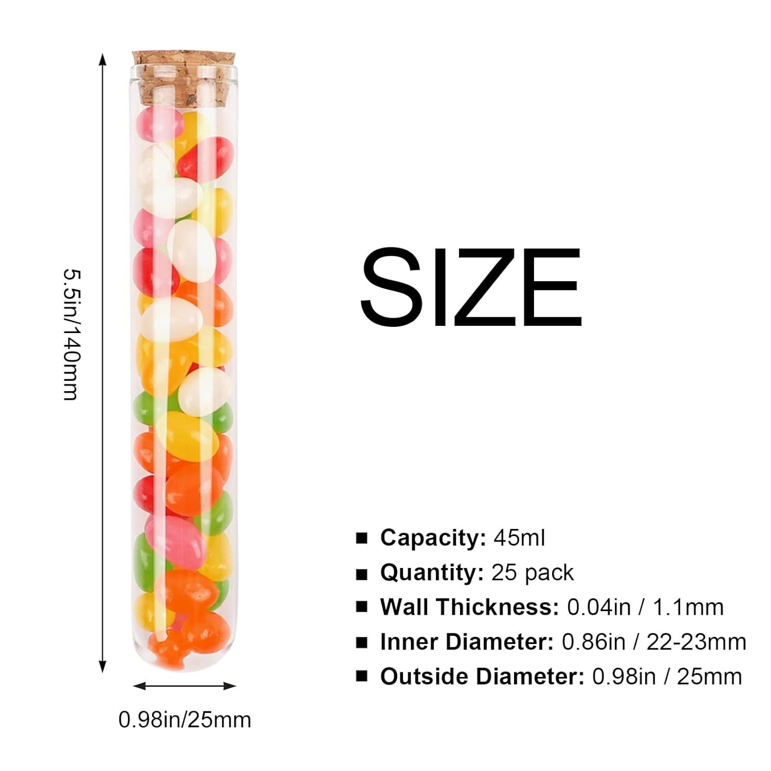 Science Lab Party Supplies – 25 Glass Tubes with Corks