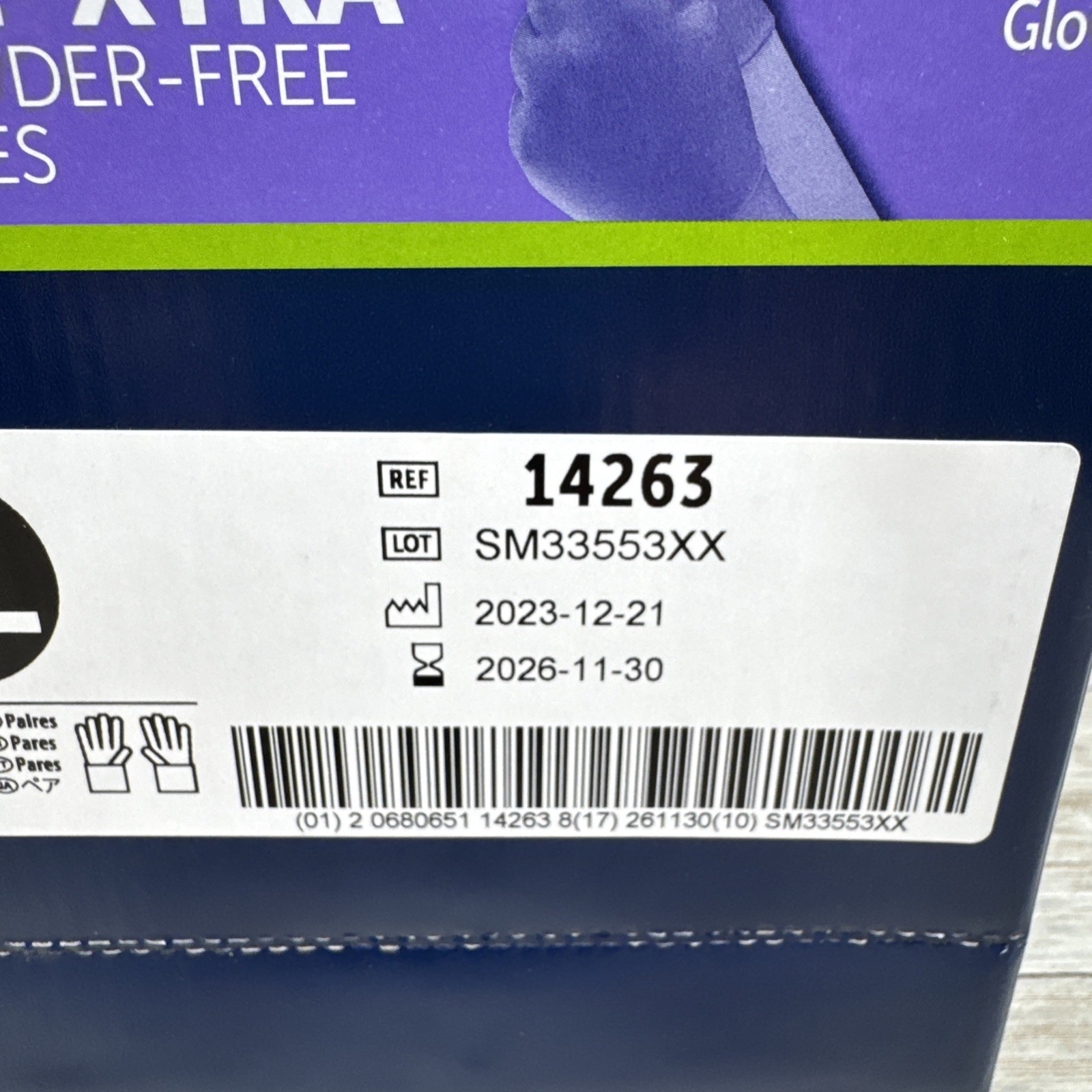 Halyard Purple Nitrile-XTRA Sterile Powder-Free Exam Gloves Size: XL Exp: 11/26
