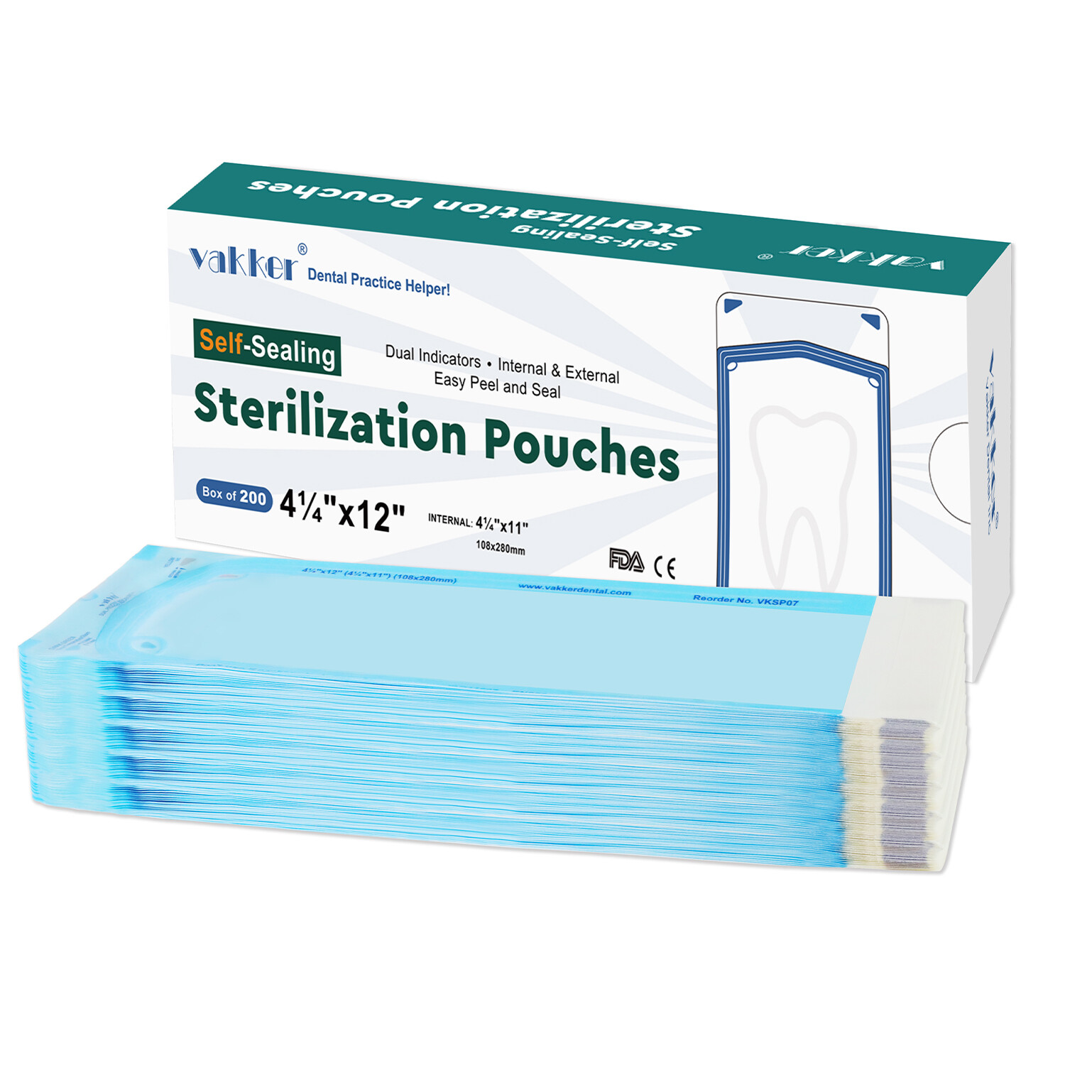 1000pc 4.25″ x 12″ Self Sealing Sterilization Pouches Autoclave Sterilizer Bag