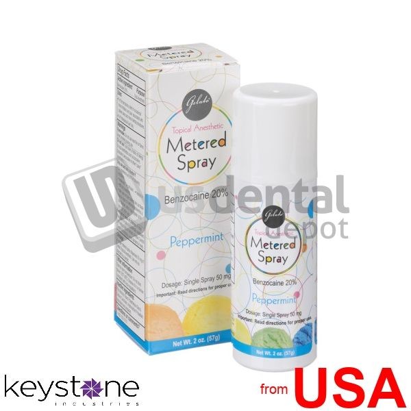 KEYSTONE Gelato Mint flavored Topical Anesthetic (Benzocaine 20%) Spray, 122288