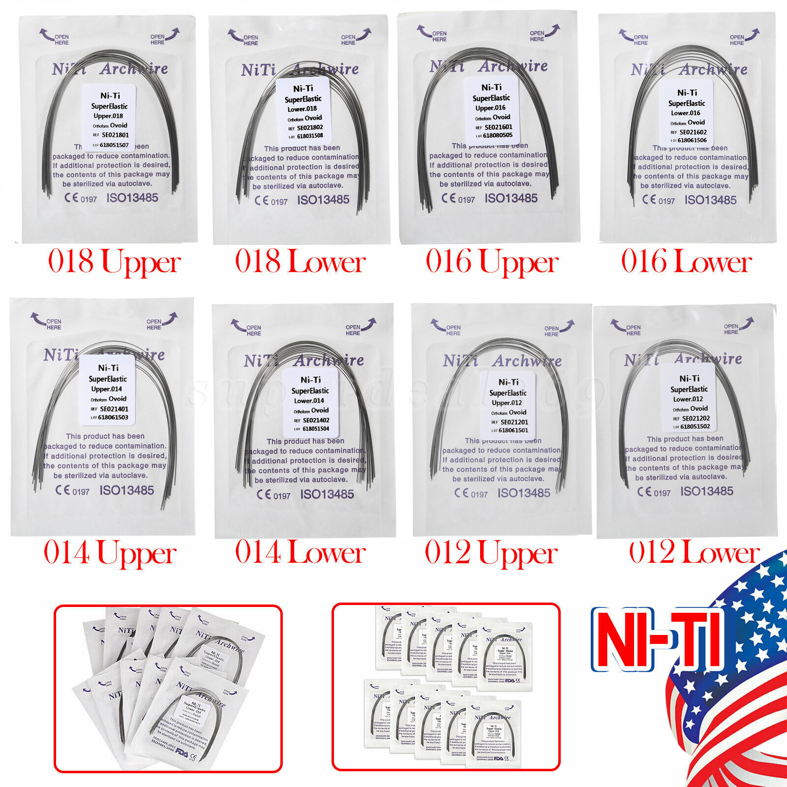 USA Dental Orthodontics Brackets Braces /Supper Elastic Niti Round Arch Wires MX
