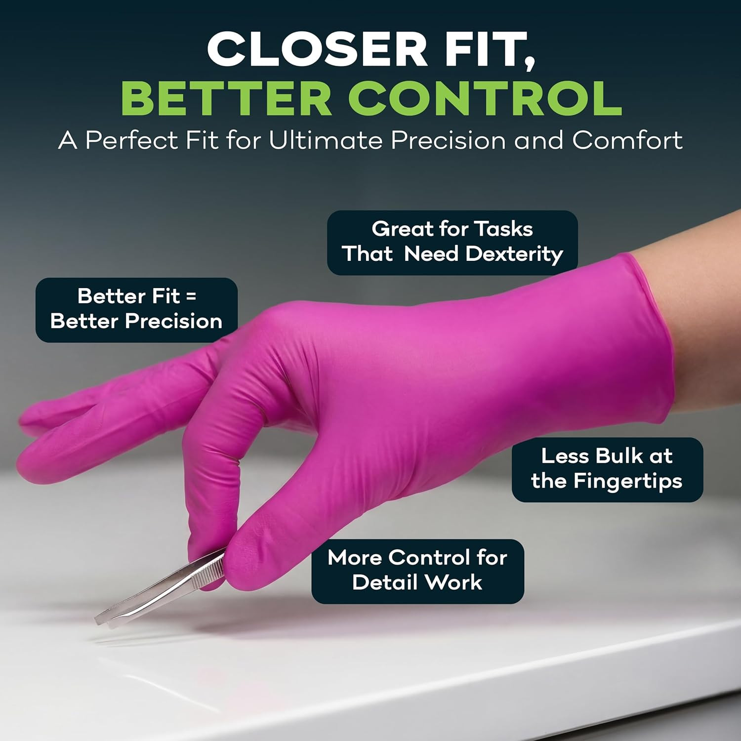 Fuchsia Hot Pink Nitrile Disposable Gloves -3 Mil Medical Exam Nitrile Gloves -P