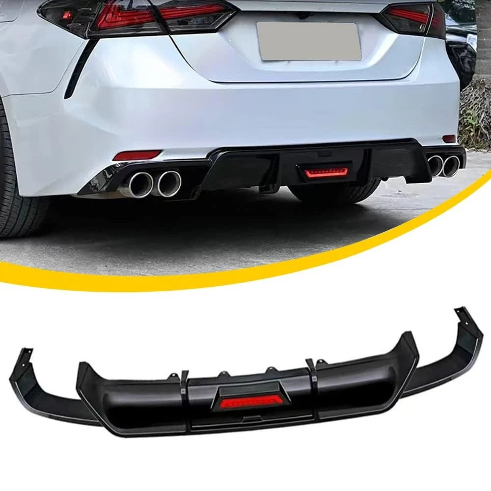 Rear Lip Bumper Diffuser for Camry 18-22 SE XSE with LED Light Glossy Black