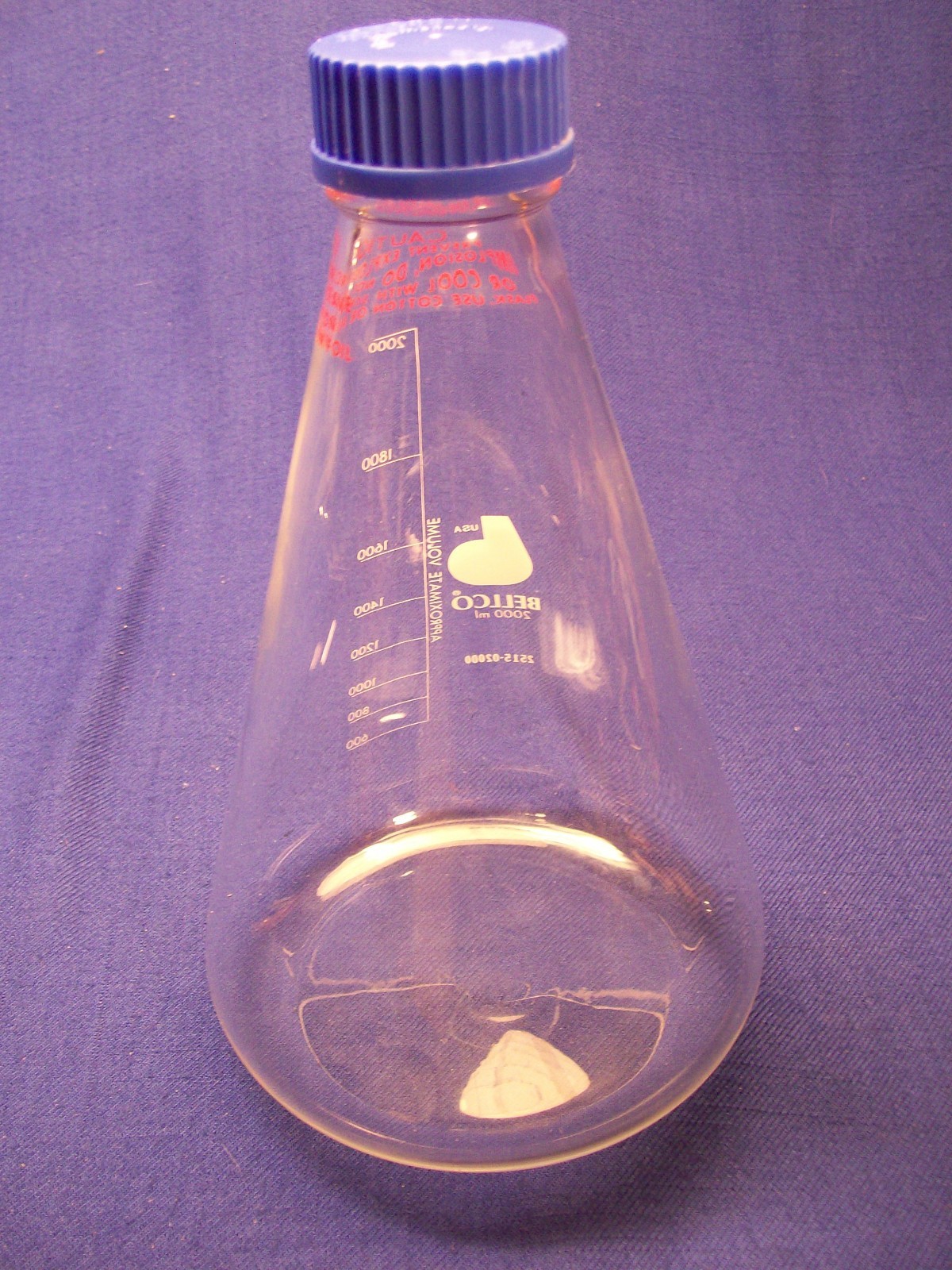 Nice BELLCO 2000 ml Screw Top Erlenmeyer Flask No. 2515-02000 With Cap Carafe