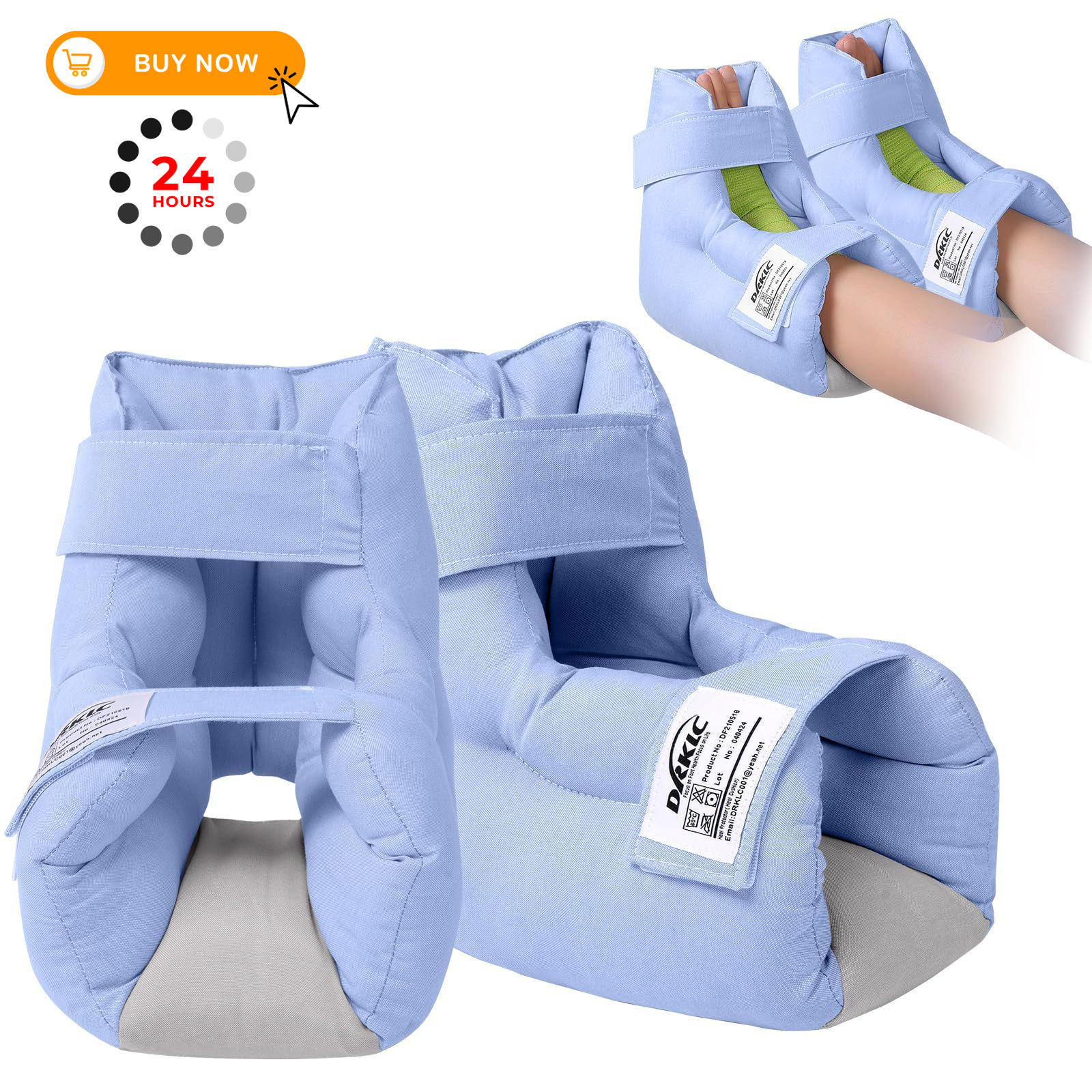 DRKLC Heel Protector Cushion Pillow to Relieve One Size, Blue – 1 Pair