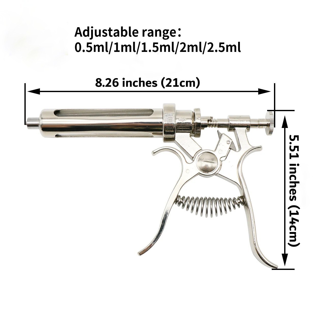 Veterinary Continuous Injection Syringe Revolver Stainless Steel Vaccination Gun