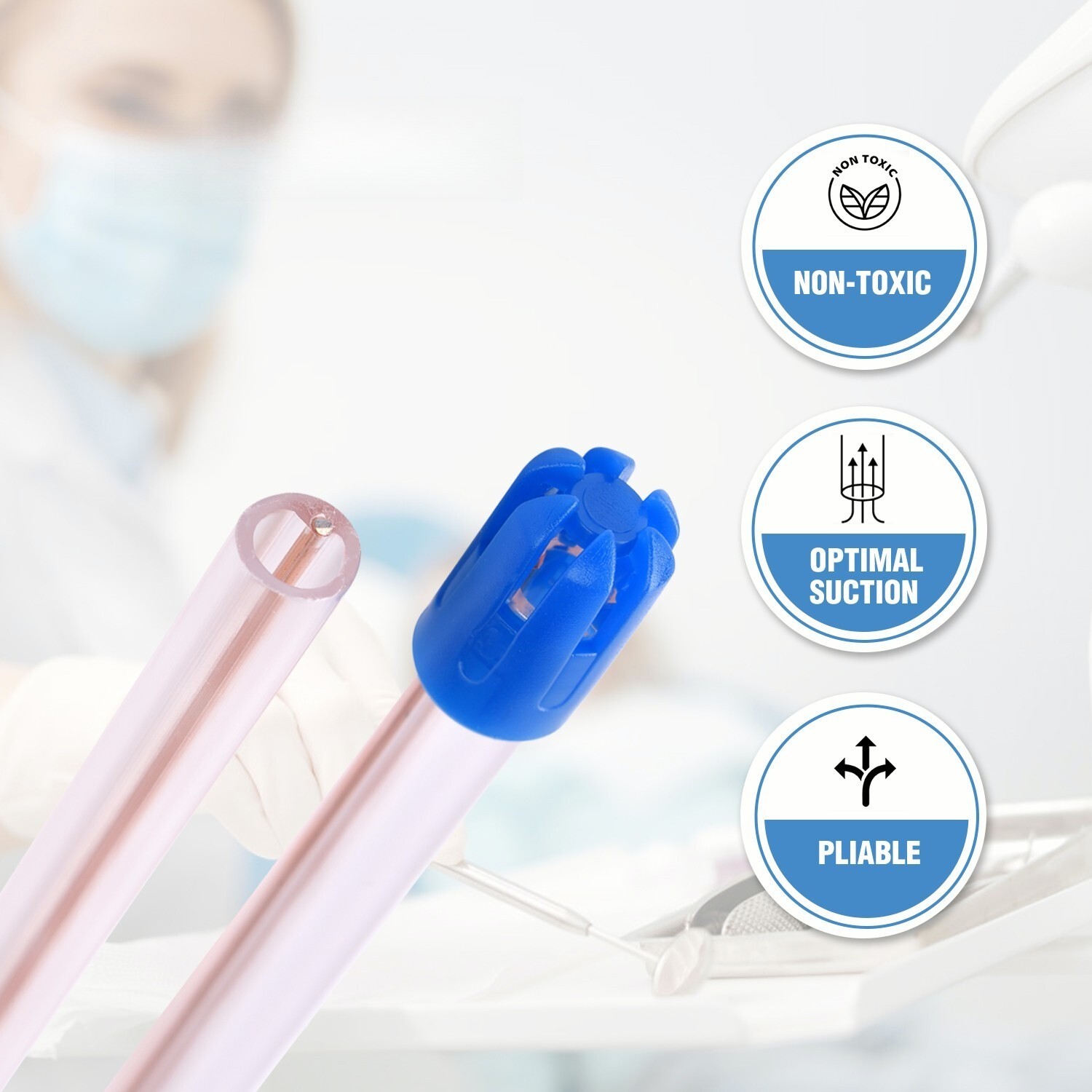 100pcs/bag Clear/Blue Disposable Dental Saliva Ejector Evacuation Suction Head