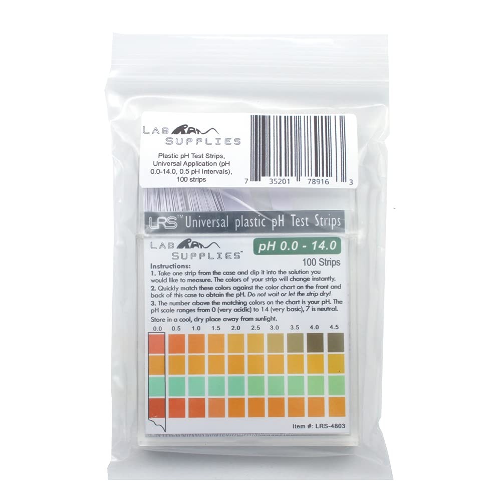 Plastic pH Test Strips, Universal Application (pH 100 Count (Pack of 1)