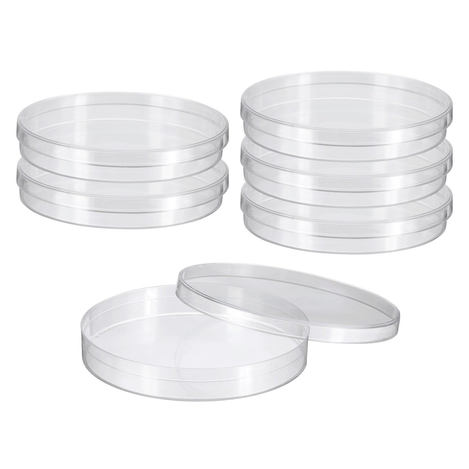 6 Pack 90mm/3.5 Inch Plastic Petri Dishes with Lids for Lab, Clear
