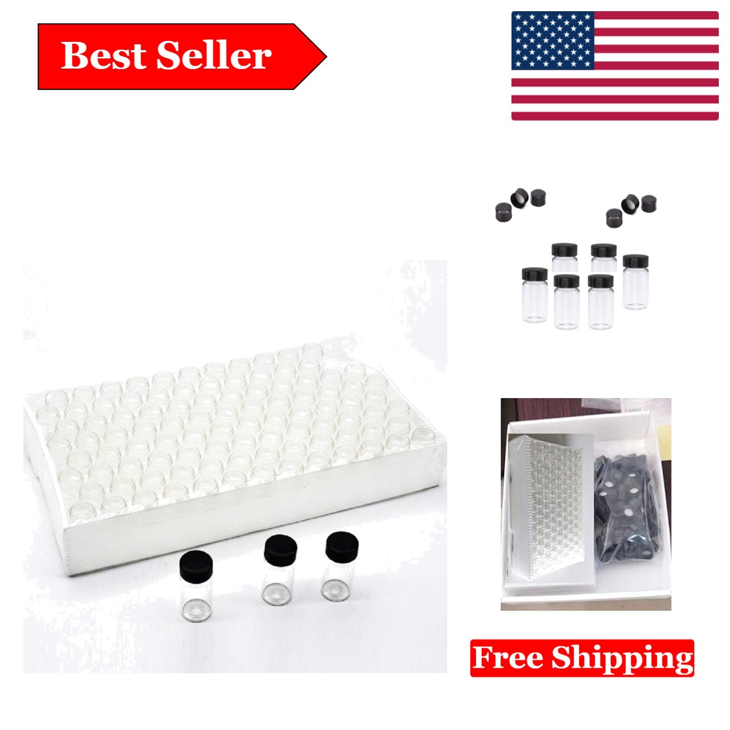 Versatile Pack of 100 Glass Vials – Black Screw Caps for Essential Oils & More