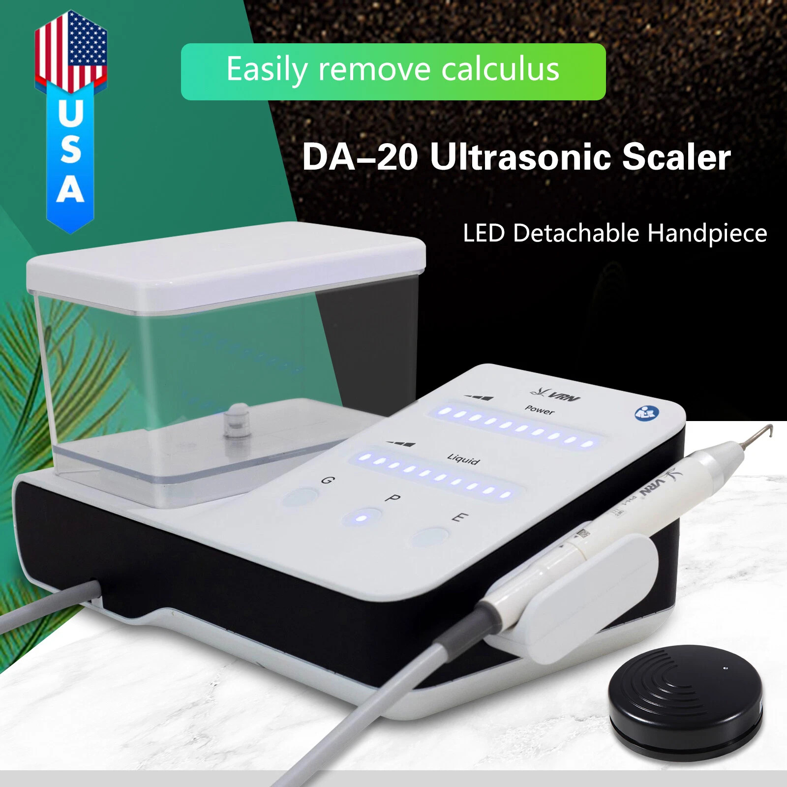 Wireless Control Dental Ultrasonic Scaler fit EMS + LED Handpiece+Tips VRN-DA20