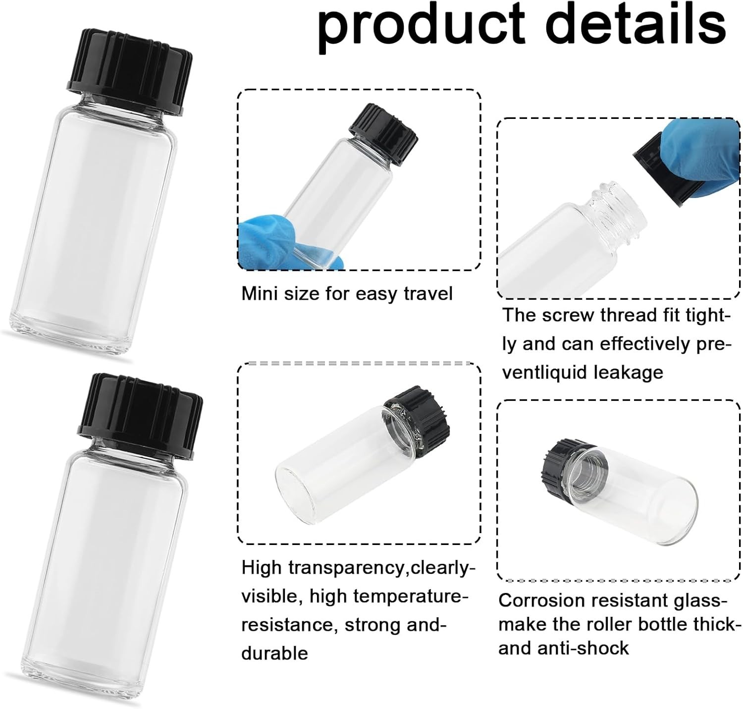 Clear 10ml Borosilicate Glass Vials – Perfect for Essential Oil & Craft Storage