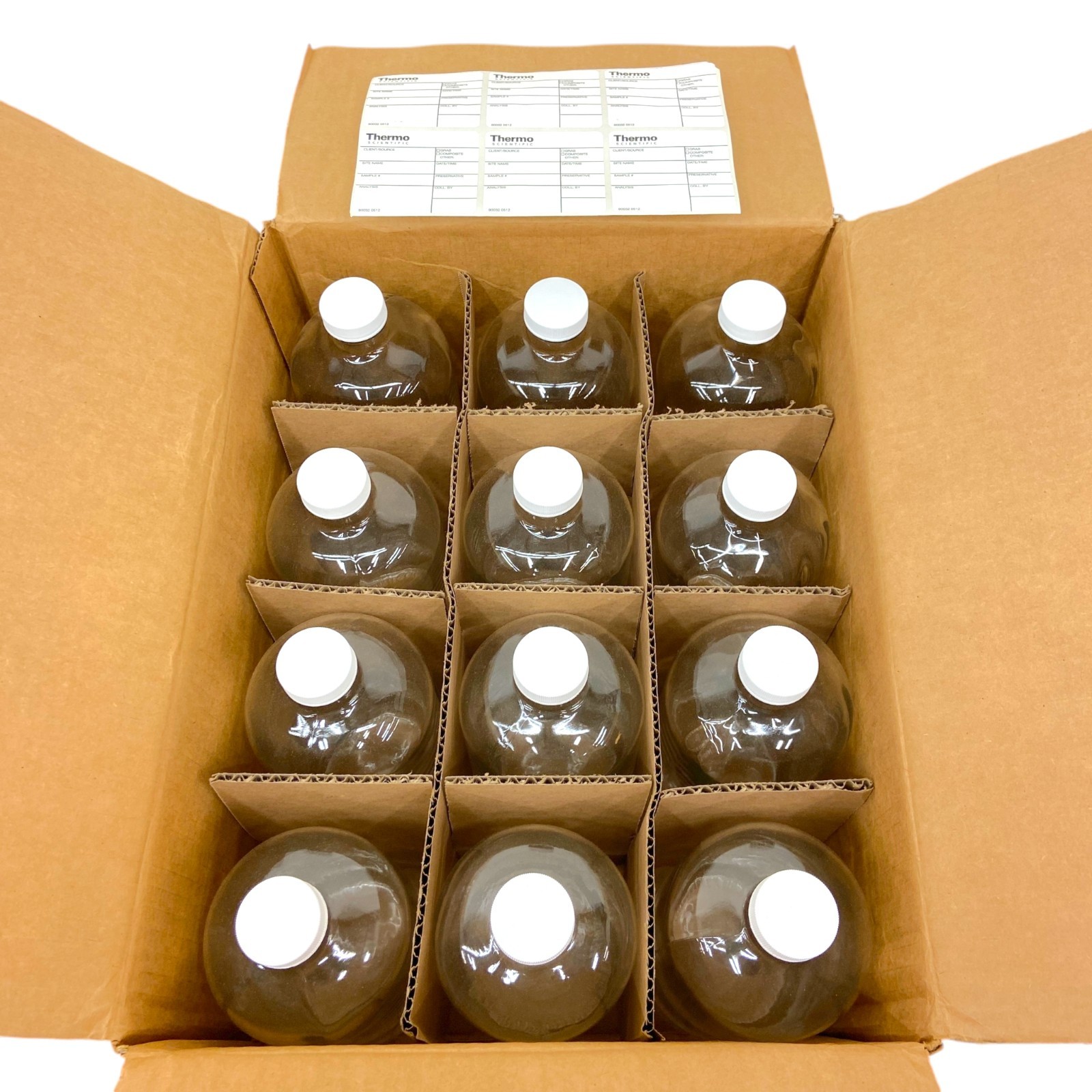 Thermo Scientific 229-1000 Clear Glass Bottles 1000mL 32oz Narrow Mouth, 12 Pcs