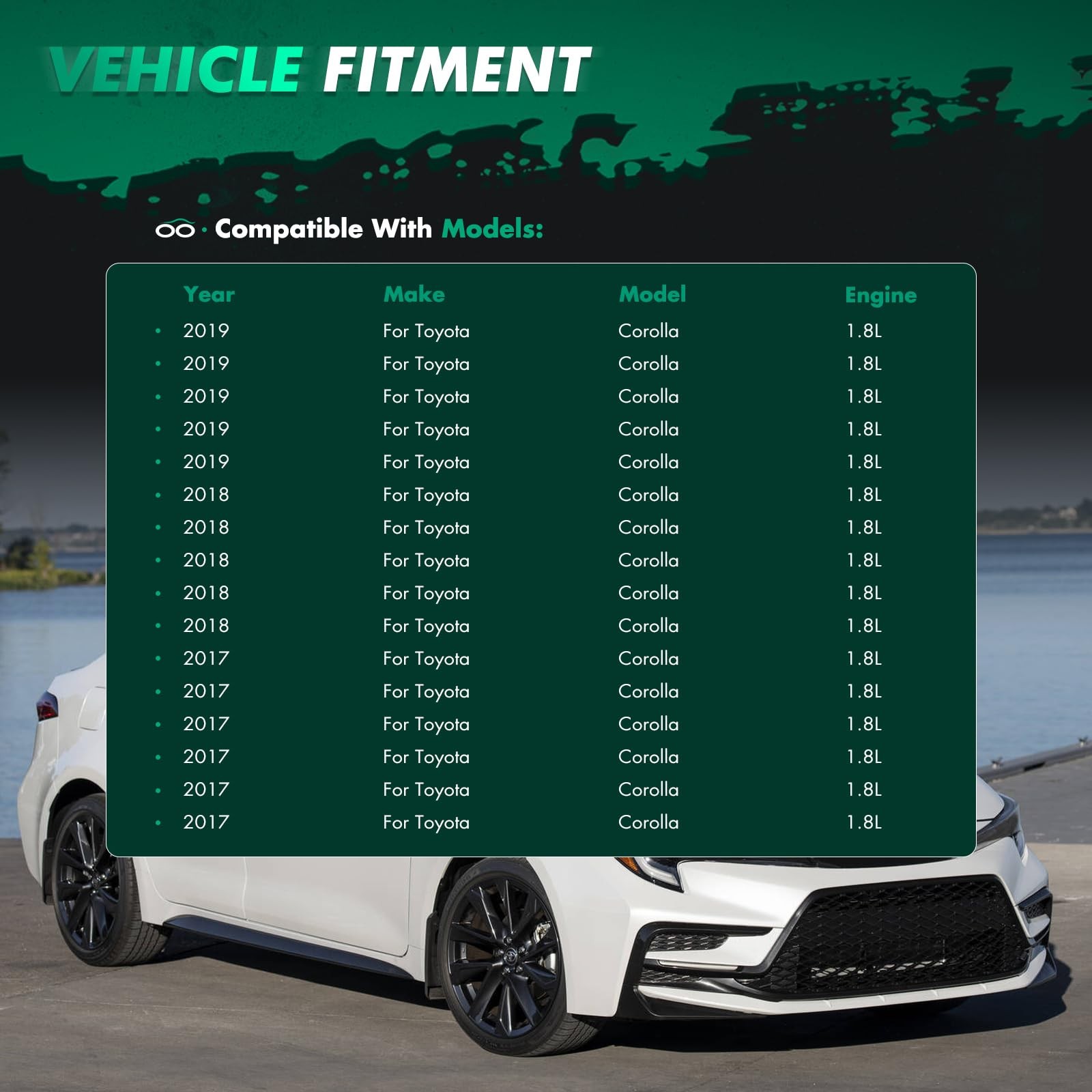 3PCS Matte Black Plastic Front Bumper Lip for 2017-2019 Corolla L LE XLE Air Dam