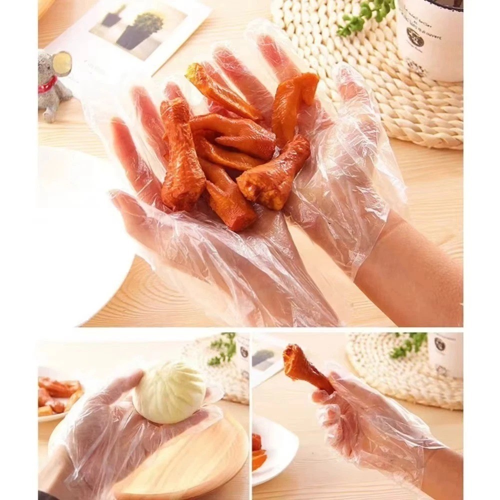 100pcs Disposable Plastic PE Gloves for Kitchen Cooking Cleaning Food Prep New