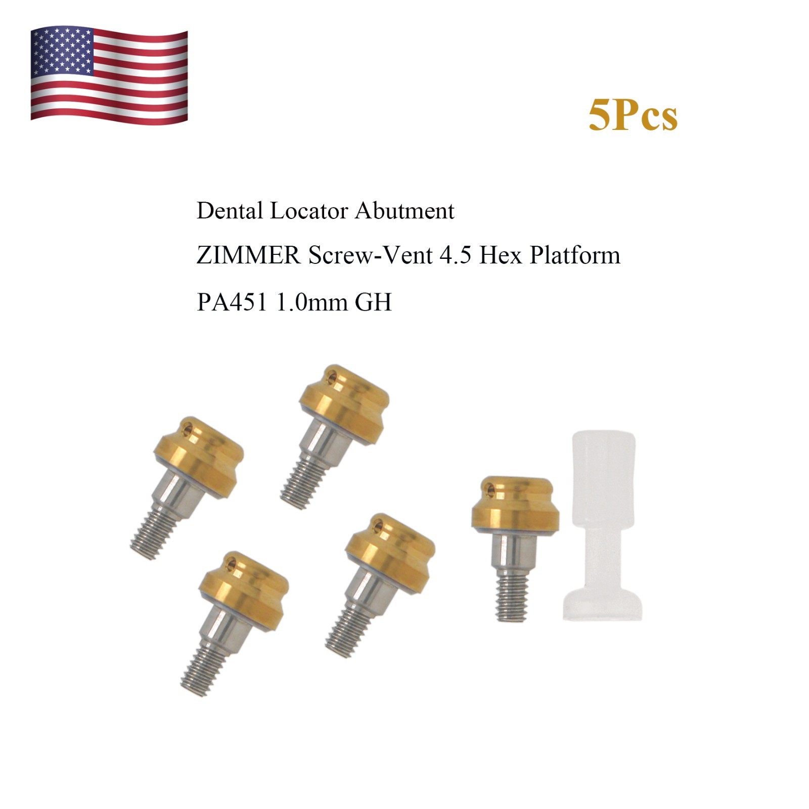 Dental Attachment Locator Abutment for Zimmer Screw-Vent 4.5 Platform 1-5.0mm H