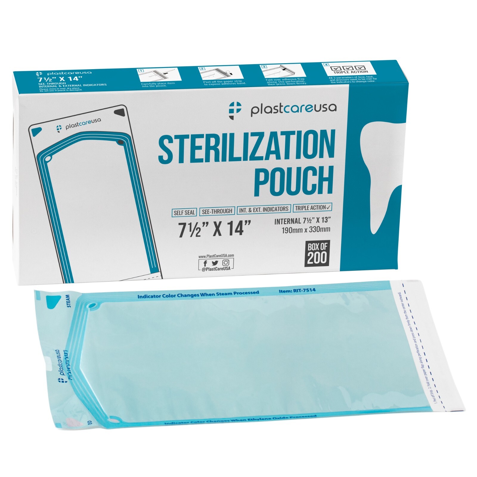 4000 7.5″ x 13″ Self-Sealing Sterilization Pouch Dental Pouches Autoclave Lab