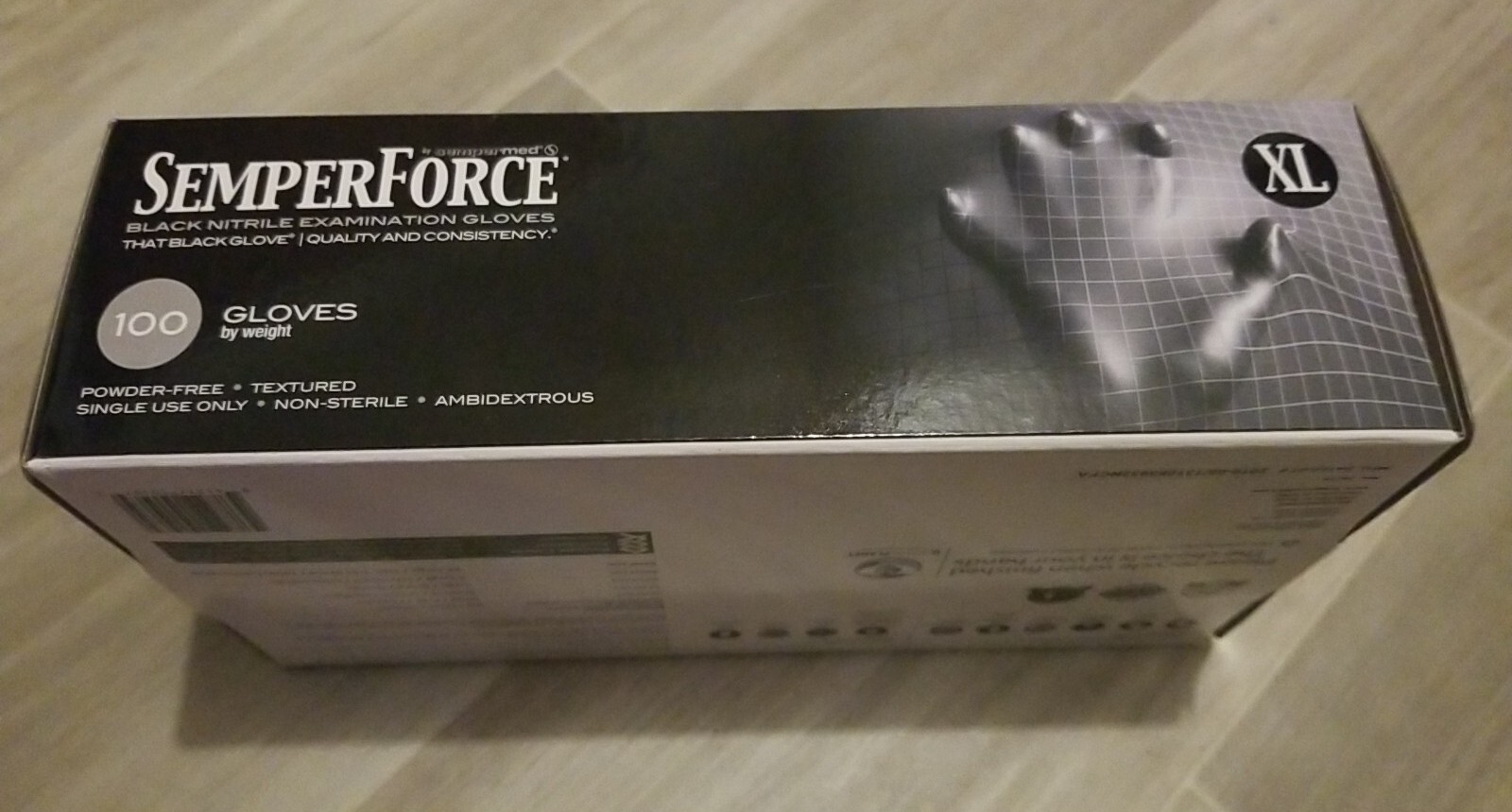 SemperForce Black Textured Nitrile Gloves, Box of 100 – Extra Large