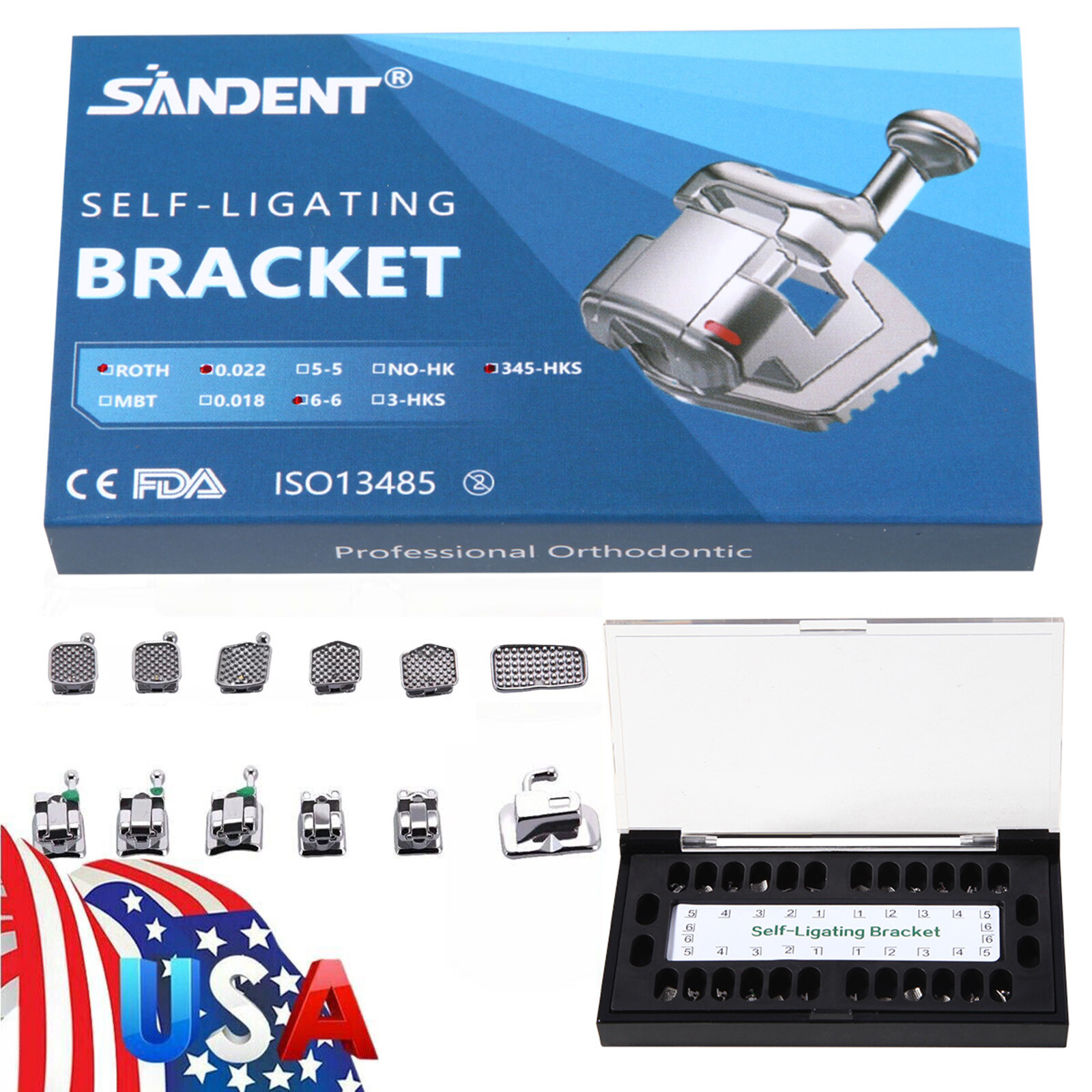 Dental Self Ligating Bracket Braces Mini Roth.022 345HK