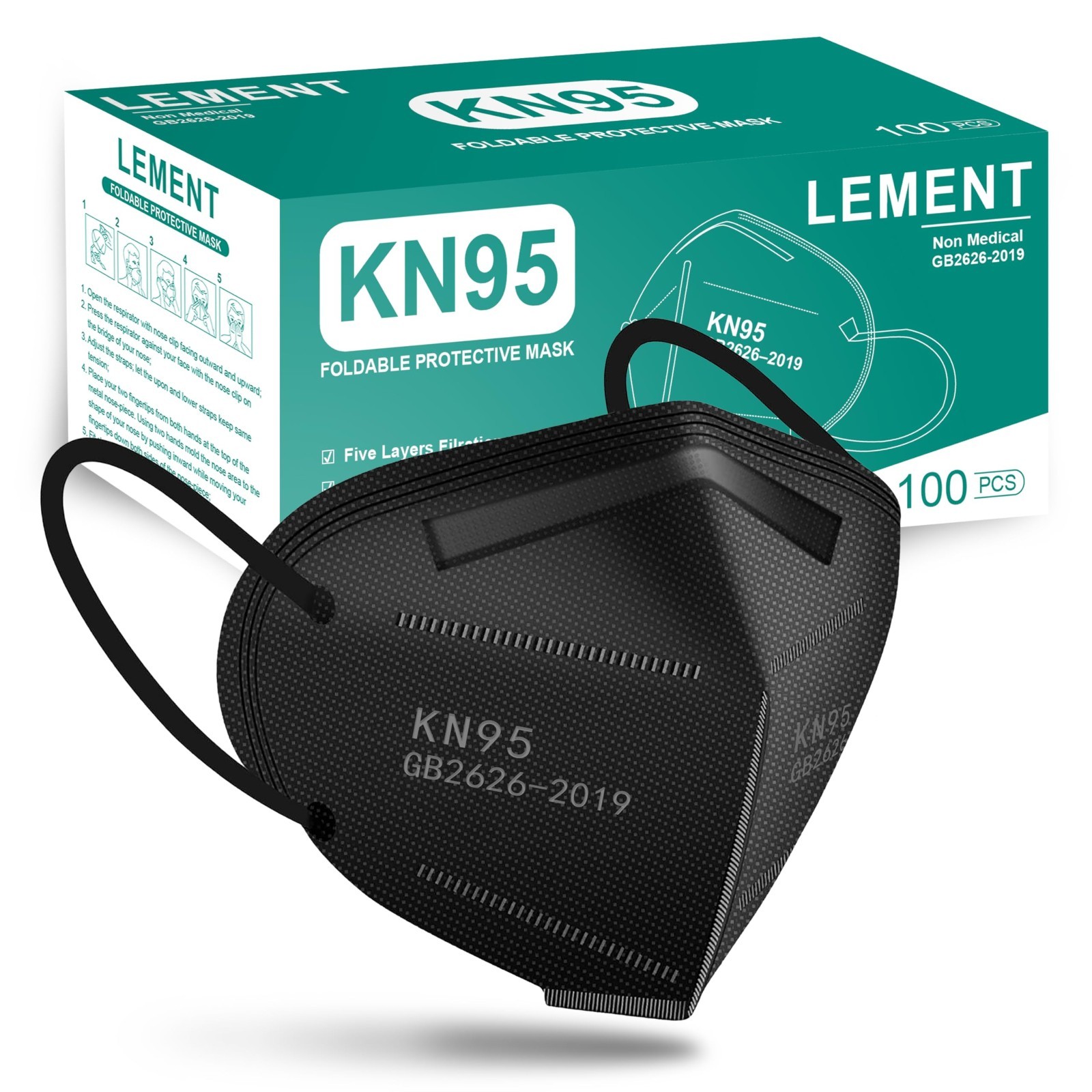 100 Pack KN95 Face Masks, 5-Ply Disposable Dust Masks for Adults & Teens, Breath