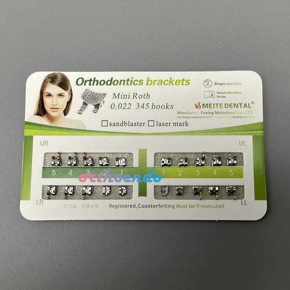 20Pcs=1 Set Dental Orthodontic Brackets Braces Metal Mini Roth/MBT 022 345 Hooks