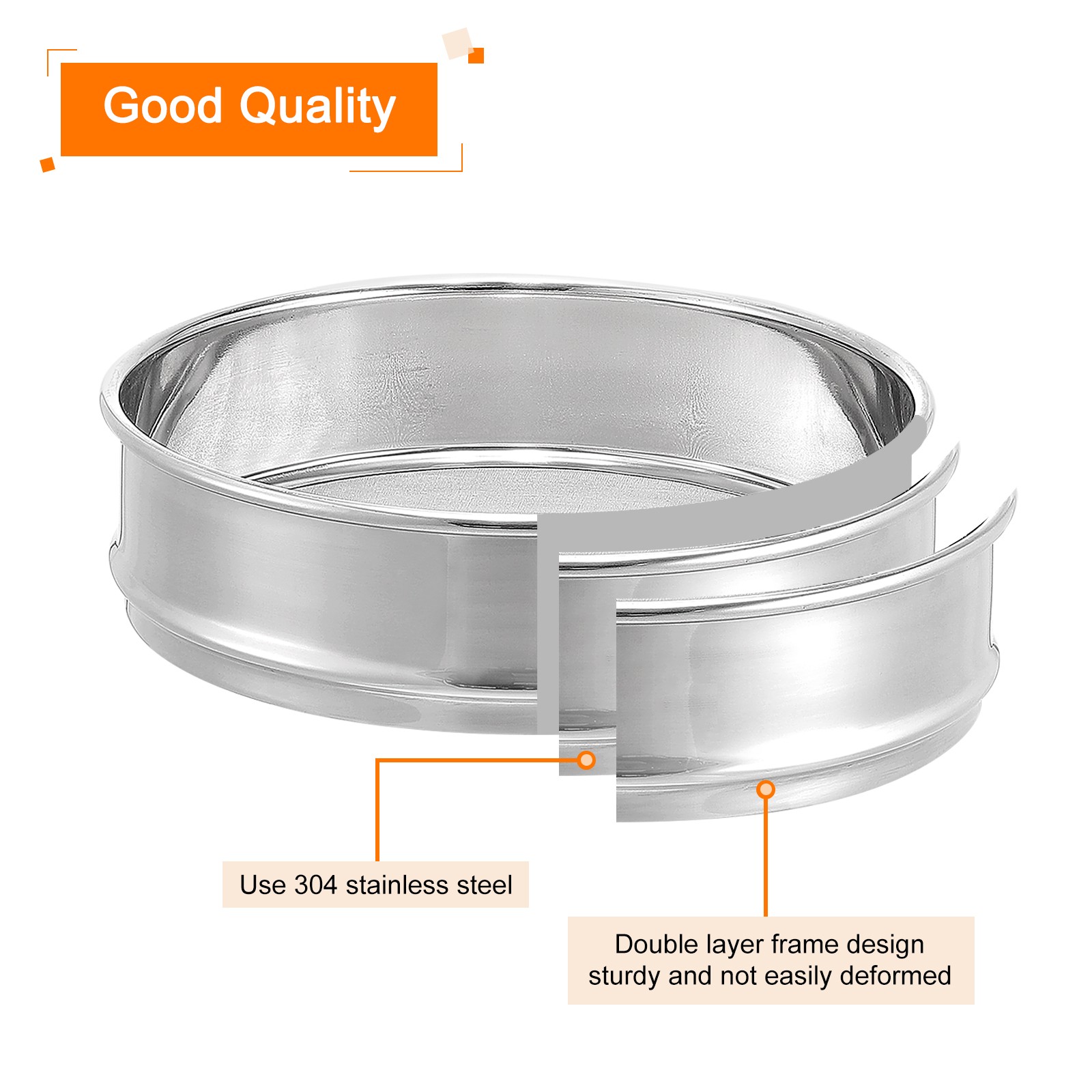 80 Mesh Lab Sieve 8″ Diameter Test Sieve 304 Stainless Steel Wire Cloth 0.2mm